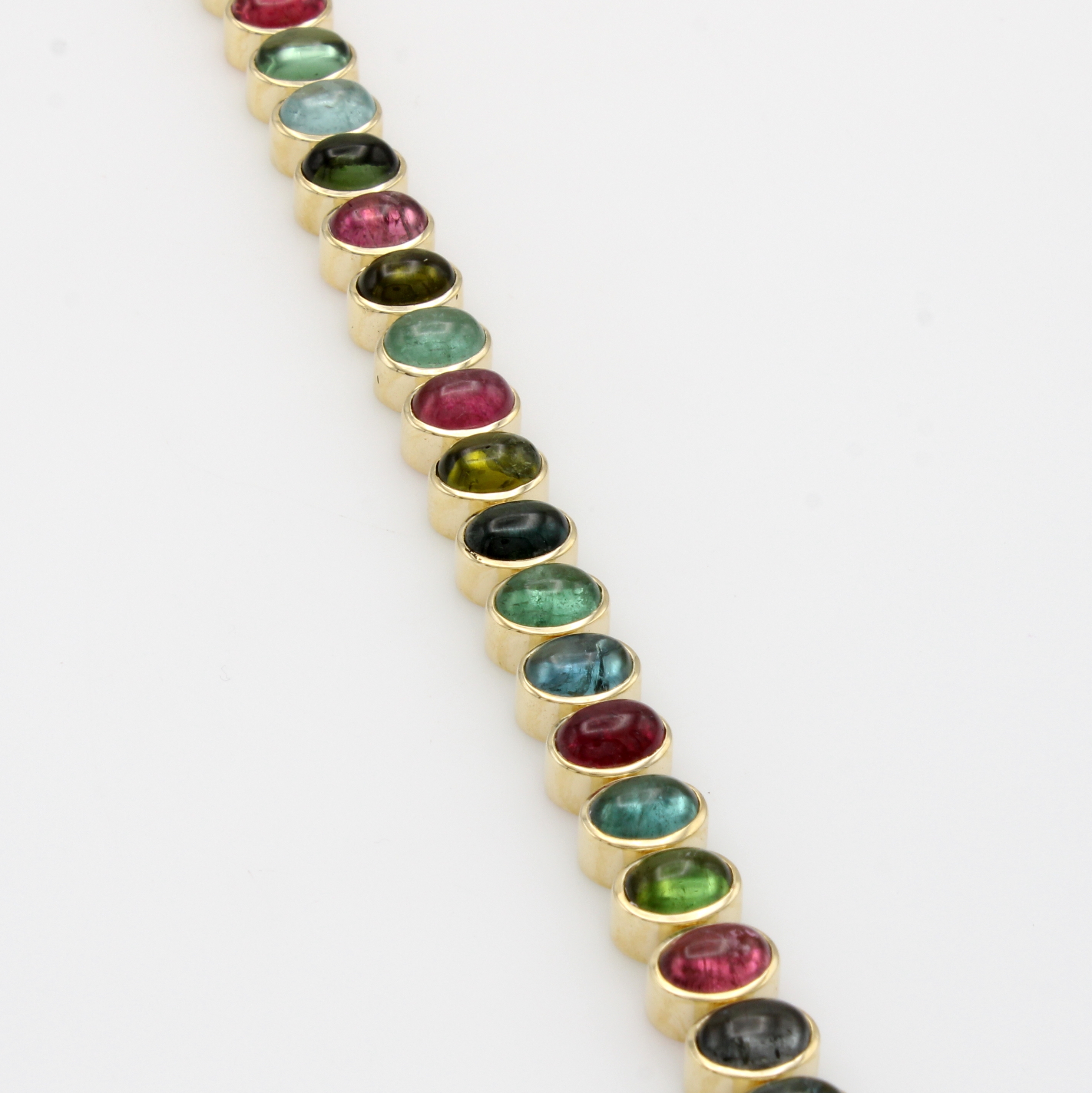 Image 27103480 - Armband mit Turmalinen, GG 585/000, Turma- lincabochons in versch. Farben zus. ca. 36 ...