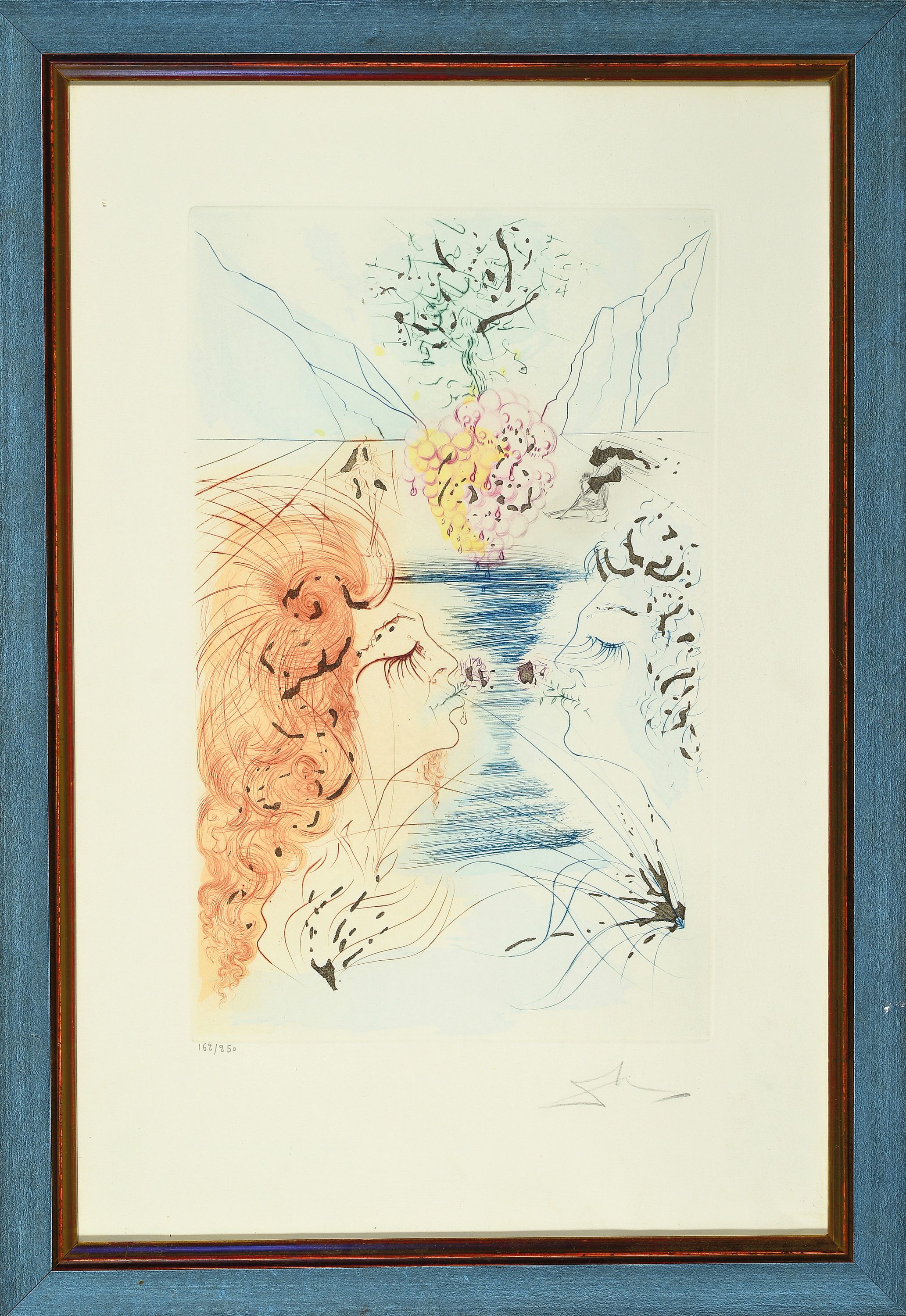 Image 27103487 - Salvador Dali, 1904-1989, Radierung mit Goldauflage, ´Der Kuß´ aus der Serie ´Das ...