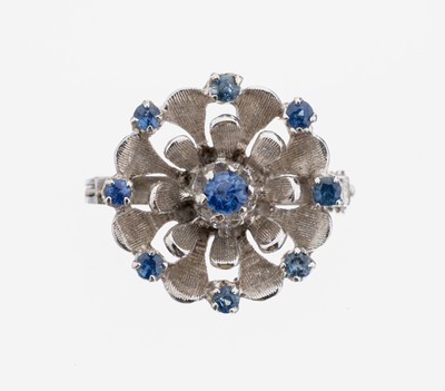 Image 14 kt Gold Saphir-Kettenverkürzer, WG 585/000, Blüte mit kl. rundfacett. Saphiren, ...