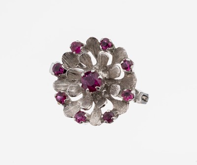 Image 14 kt Gold Rubin-Kettenverkürzer, WG 585/000, Blüte mit kl. rundfacett. Rubinen, ca. ...