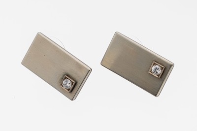 Image Paar 18 kt Gold Brillant-Ohrstecker, WG 750/000, ehemals Paar Manschettenknöpfe, 2 ...