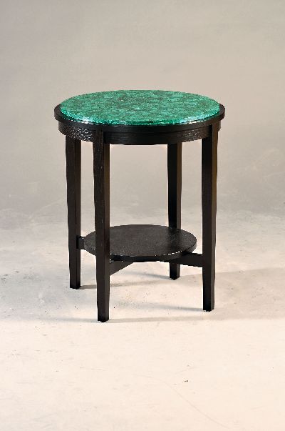 Image Runder Beistelltisch mit Malachitplatte, ebonisiertes Holz, H. ca. 65cm, D. ca. 54cm, ...