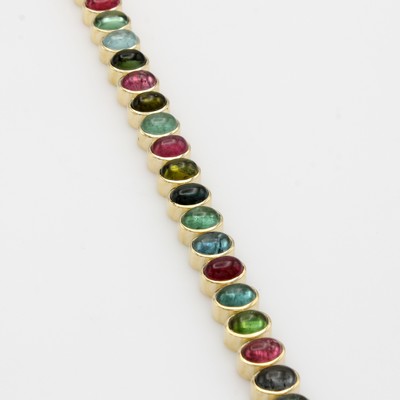 Image Armband mit Turmalinen, GG 585/000, Turma- lincabochons in versch. Farben zus. ca. 36 ...