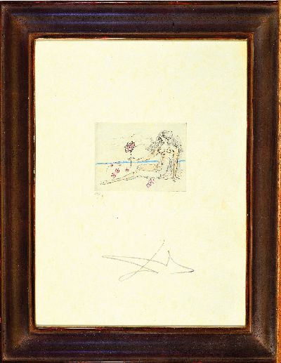 Image Salvador Dali, 1904-1989, Radierung partiellgoldgehöht und aquarelliert, Vignette ...