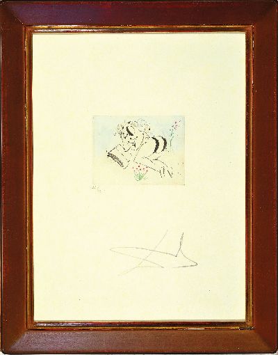 Image Salvador Dali, 1904-1989, Radierung partiellgoldgehöht und aquarelliert, Vignette ...