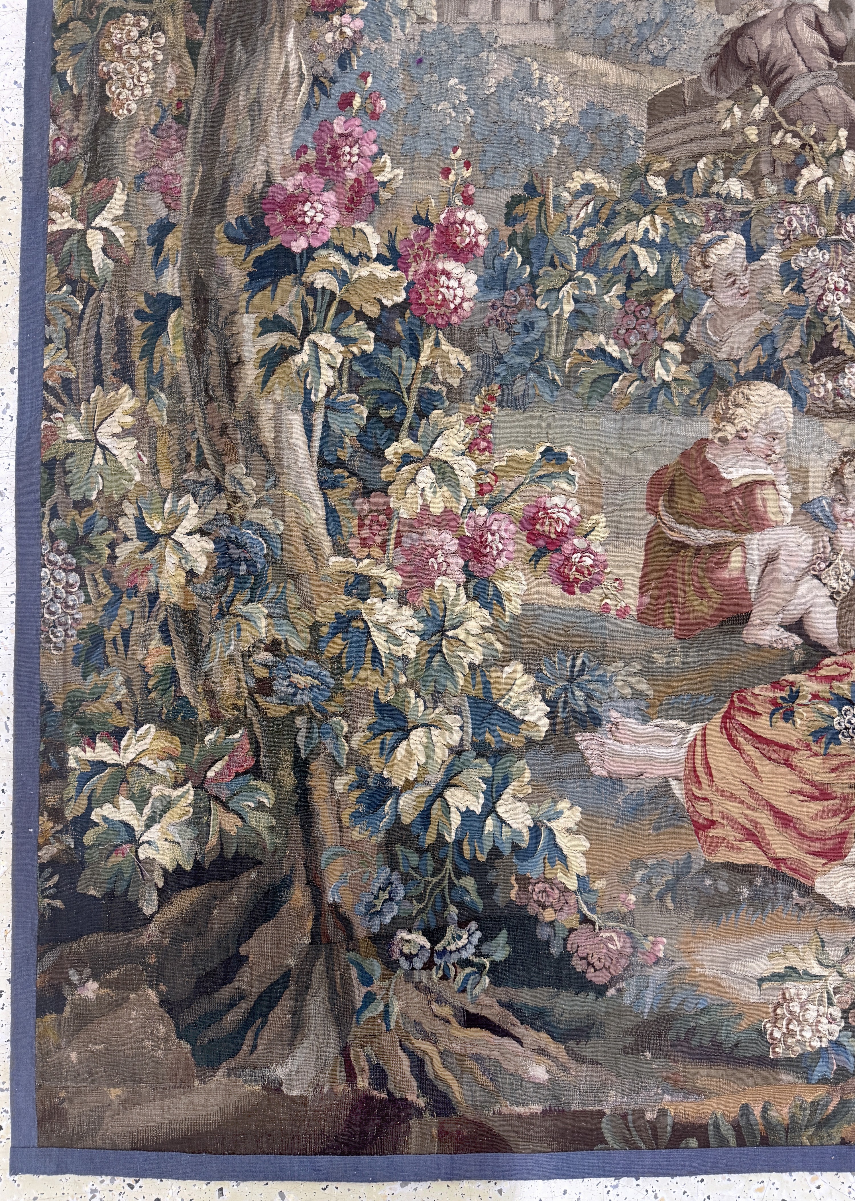 Detail g: Feine Tapisserie antik, Flandern"Weinelese-Szene", 18.Jhd, Wolle auf Baumwolle, ca. 420 x 230 cm, (aufwendige Handarbeit), EHZ: 2(kleine ...