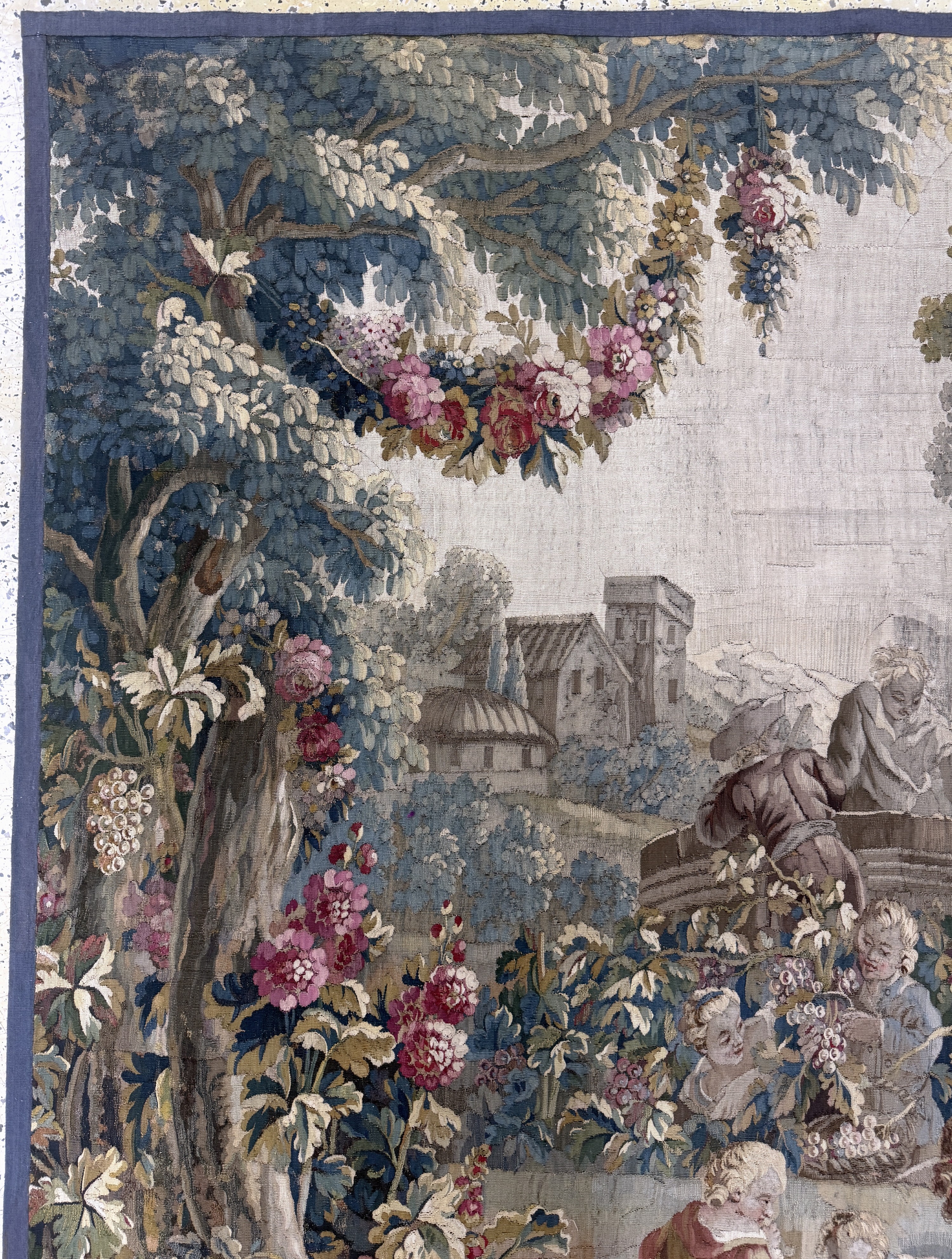 Detail h: Feine Tapisserie antik, Flandern"Weinelese-Szene", 18.Jhd, Wolle auf Baumwolle, ca. 420 x 230 cm, (aufwendige Handarbeit), EHZ: 2(kleine ...