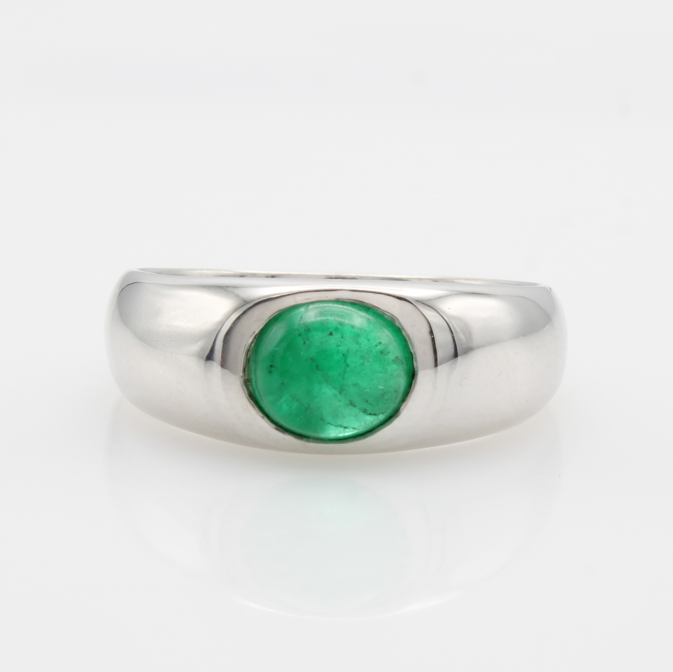 Image 27103520 - Ring mit Smaragd, WG 750/000, Smaragdcabo- chon ca. 1.56 ct, RW ca. 60
