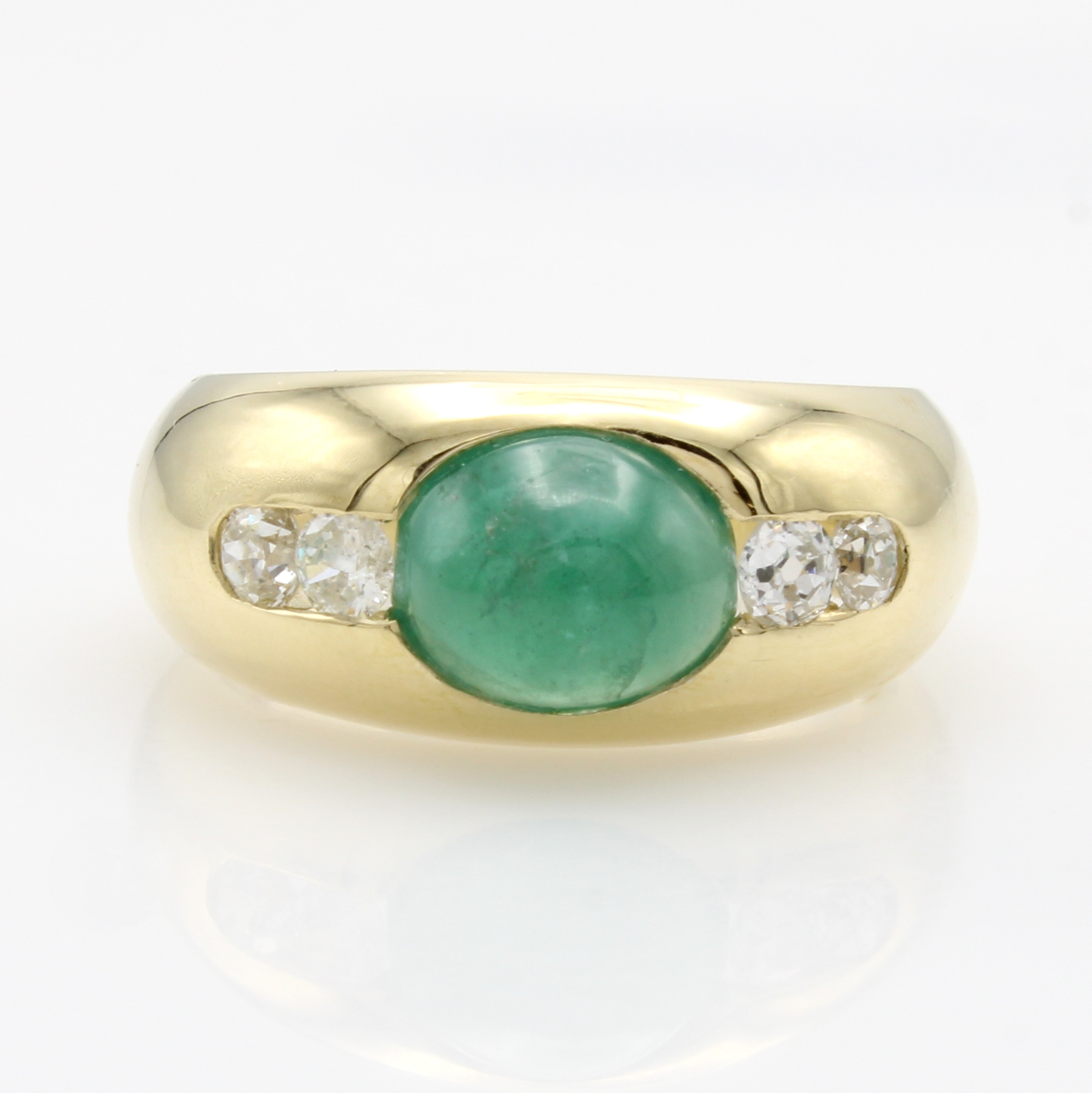 Image 27103522 - Ring mit Smaragd und Brillanten, GG 585/000,4 Brill. zus. ca. 0.41 ct l.get.Weiß/p1, ...