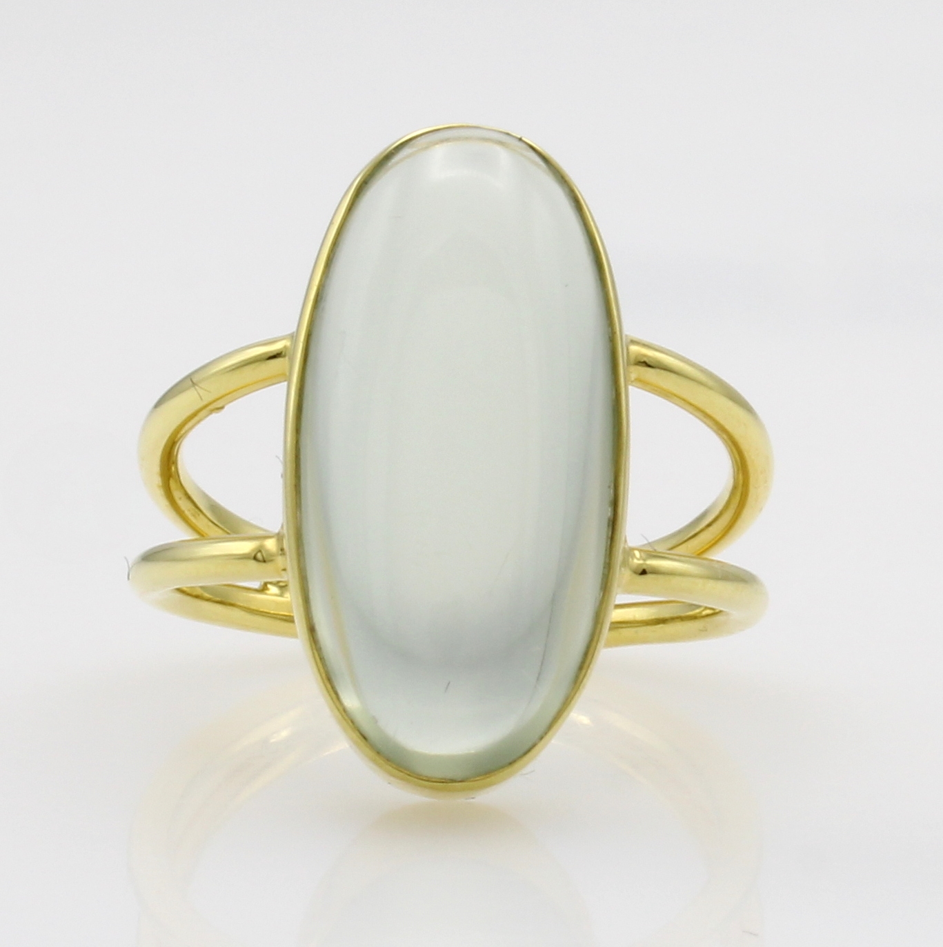 Image 27103560 - Ring mit Mondstein, GG 750/000, Mondstein- cabochon ca. 9.4 ct, RW ca. 57 Schätzpreis: ...