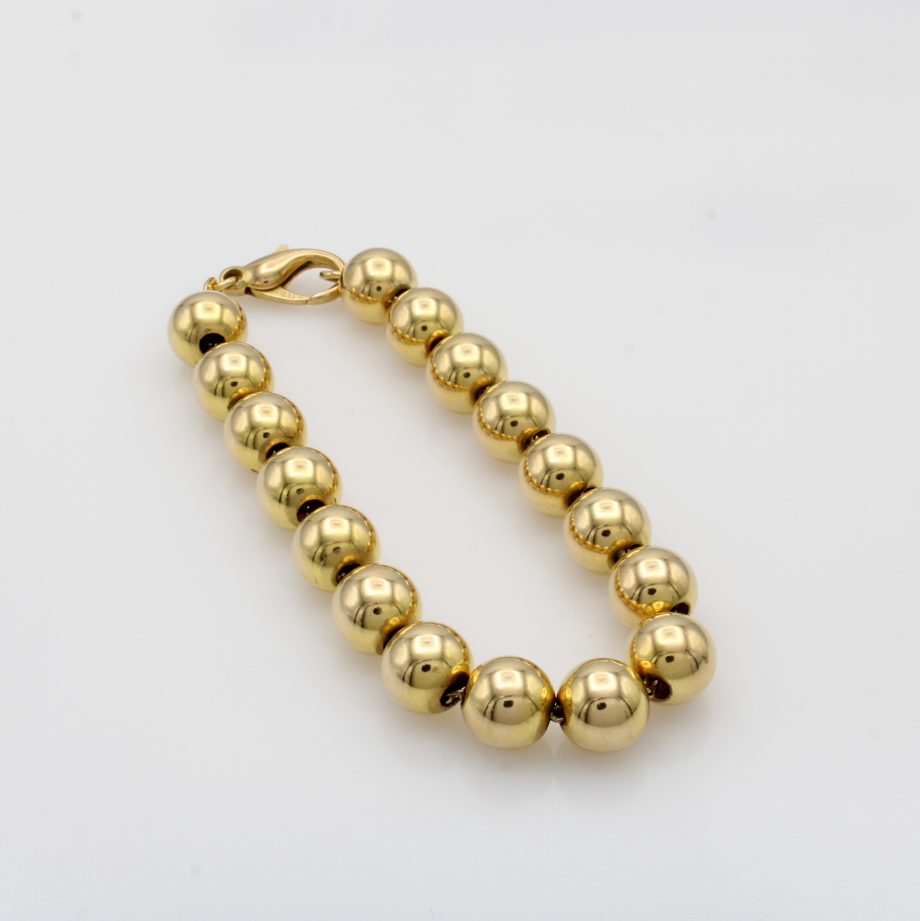 Image 27103570 - Massives Kugelarmband, GG 585/000, Kugeln auf Kette aufgefädelt, Karabinerschl., ...