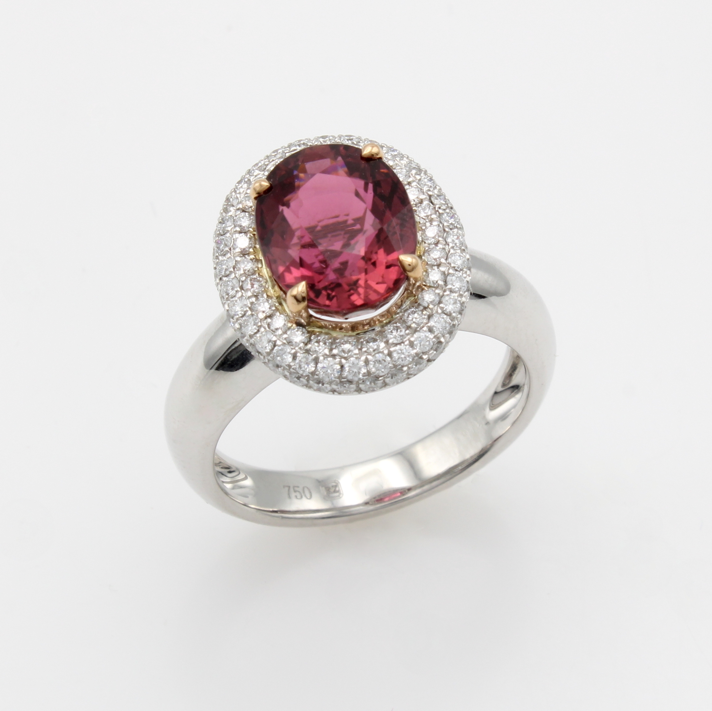 Image 27103572 - Ring mit Rubellit und Brillanten, WG 750/000, ovaler, fac. Rubellit ca. 3.64 ct, 92 ...