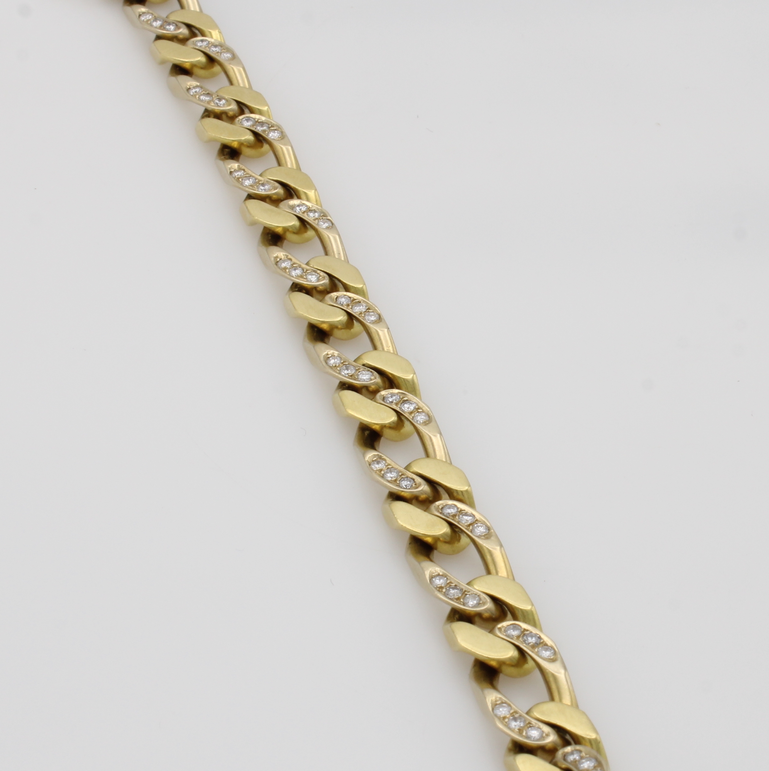 Image 27103581 - Massives Flachpanzerarmband mit Brillanten, GG 585/000, Brill. zus. ca. 1,20 ct ...