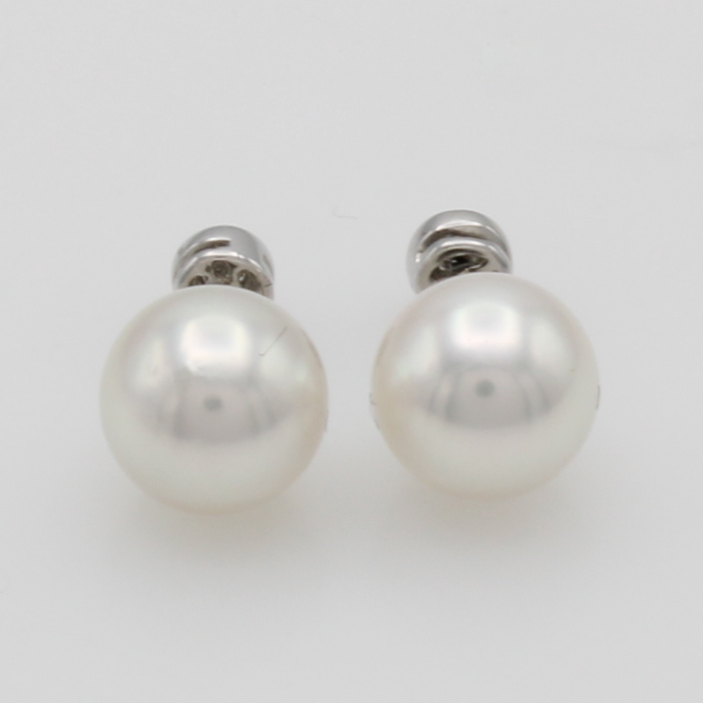 Image 27103586 - Paar Ohrstecker ´Double Face´ mit Brillanten und Akoyazuchtperlen, WG 585/000, 2 weiße ...