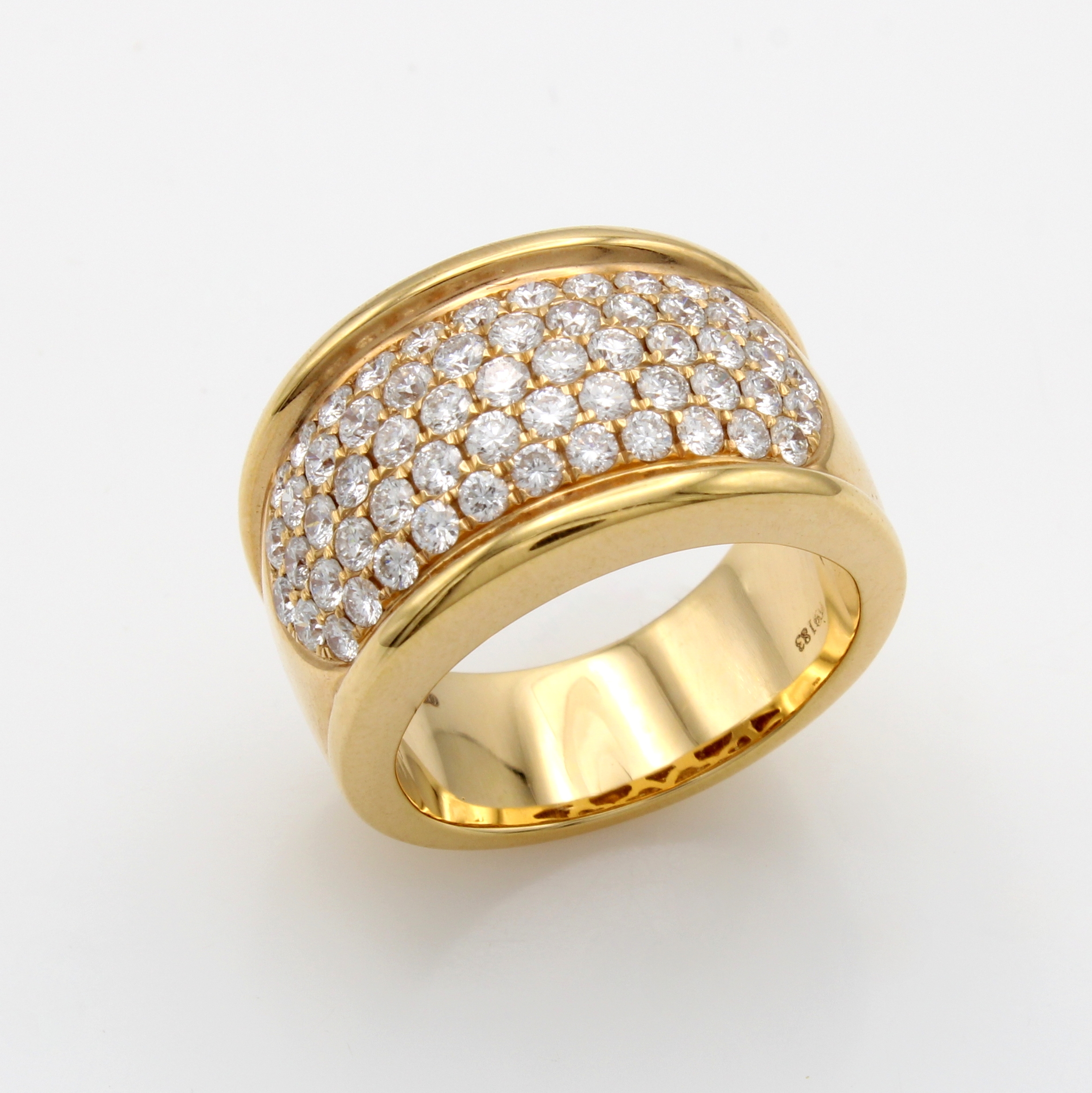 Image 27103587 - Ring mit Brillanten, RG 750/000, breiter Ringkopf, Brill. Pavée gef. zus. ca. 1.63 ct ...