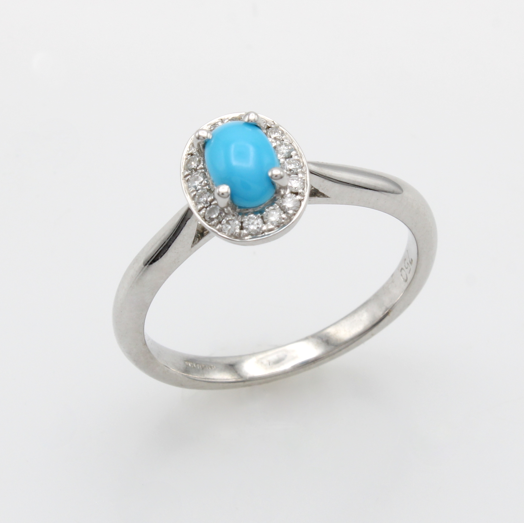 Image 27103590 - Ring mit Türkis und Brillanten, WG 750/000, ovaler Türkiscabochon, 16 Brill. zus. ca. ...