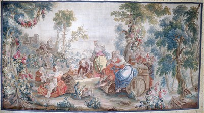 Image Feine Tapisserie antik, Flandern´Weinelese-Szene´, 18.Jhd, Wolle auf Baumwolle, ca. 420 ...