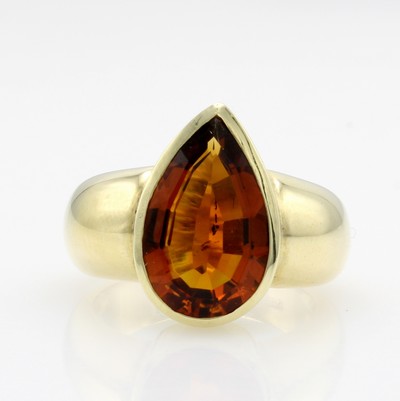 Image Ring mit Citrin, GG 585/000, tropfenf. Citrin ca. 5.3 ct, RW ca. 57 Schätzpreis: 5900, ...