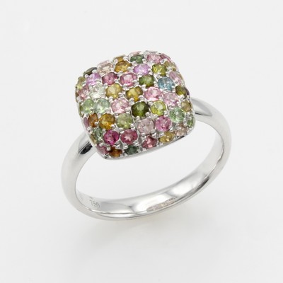 Image Ring mit Turmalinen, WG 750/000, kissenf. Ringkopf bes. m. fac. bunten Turmalinen zus. ...