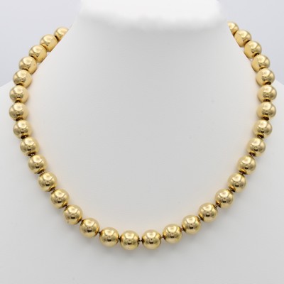 Image Massives Kugelcollier, GG 585/000, Kugeln auf Kette aufgefädelt, Karabinerschl., ...