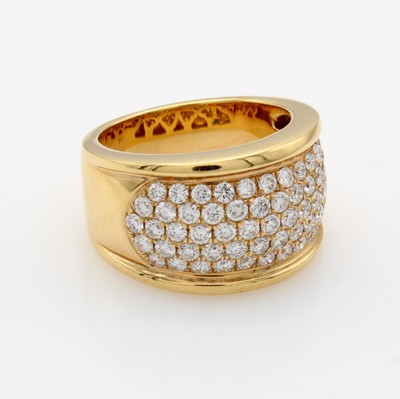 27103587a - Ring mit Brillanten, RG 750/000, breiter Ringkopf, Brill. Pavée gef. zus. ca. 1.63 ct ...