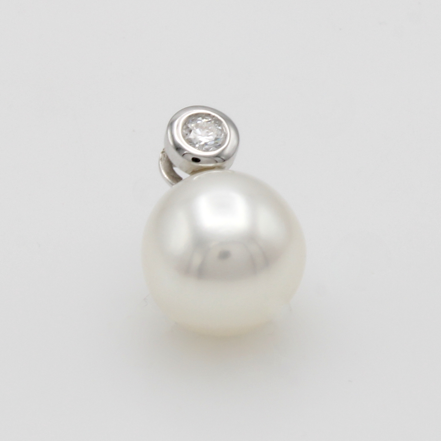 Image 27103625 - Anhänger mit Süßwasserzuchtperle und Brillant, WG 585/000, weiße Perle ca. 10-11 mm, ...