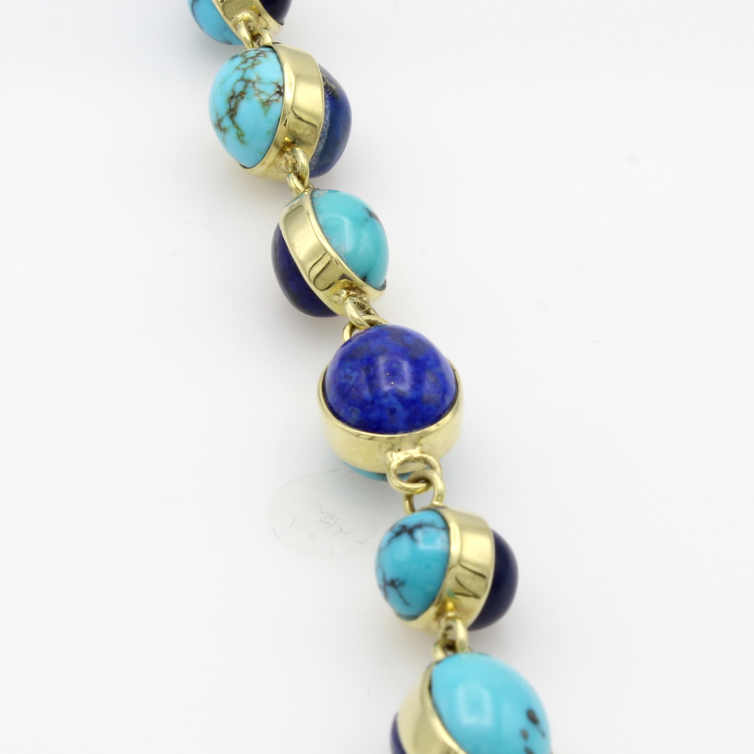 Image 27103774 - Armband mit Türkisen und Lapislazuli, GG 585/000, Farbsteincabochons zus. ca. 32 ct, ...