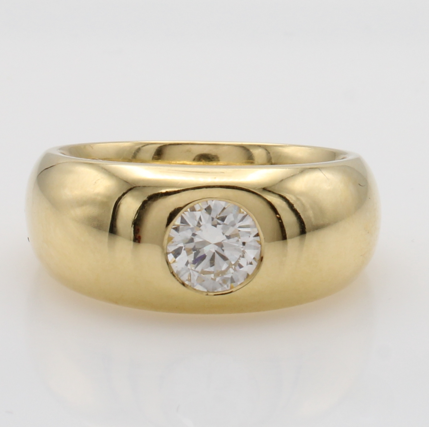 Image 27103778 - Ring mit Brillant, GG 750/000, Brill. ca. 0.843 ct Weiß/vs1, RW ca. 58