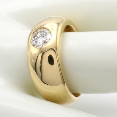 27103778a - Ring mit Brillant, GG 750/000, Brill. ca. 0.843 ct Weiß/vs1, RW ca. 58