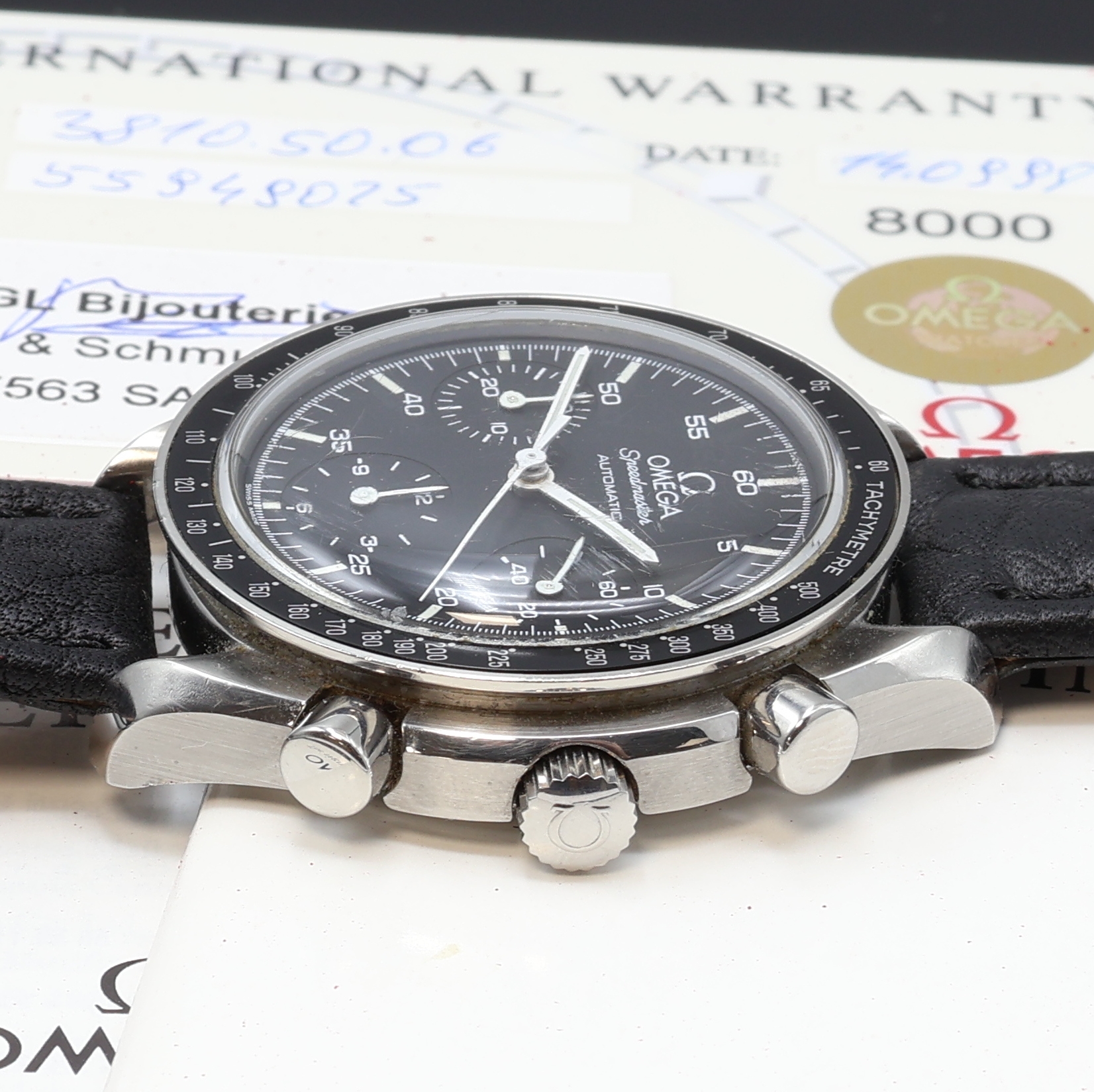 Detail b: OMEGA Armbandchronograph Speedmaster Referenz 175.0032, Automatik, Edelstahlgeh., Boden m. Seepferdchendarst. aufgedr., Lünette m. Tachymeterskala, ...