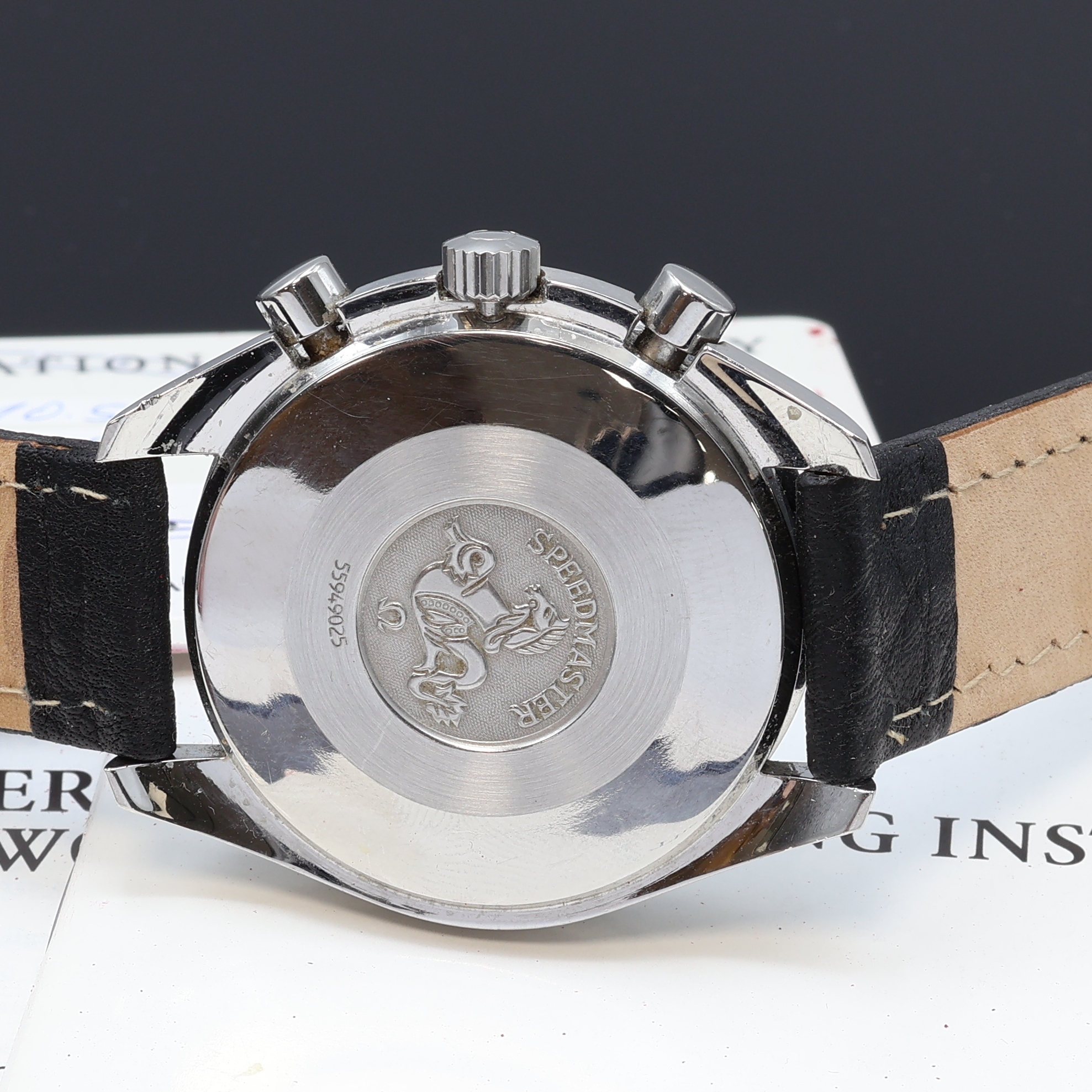 Detail c: OMEGA Armbandchronograph Speedmaster Referenz 175.0032, Automatik, Edelstahlgeh., Boden m. Seepferdchendarst. aufgedr., Lünette m. Tachymeterskala, ...