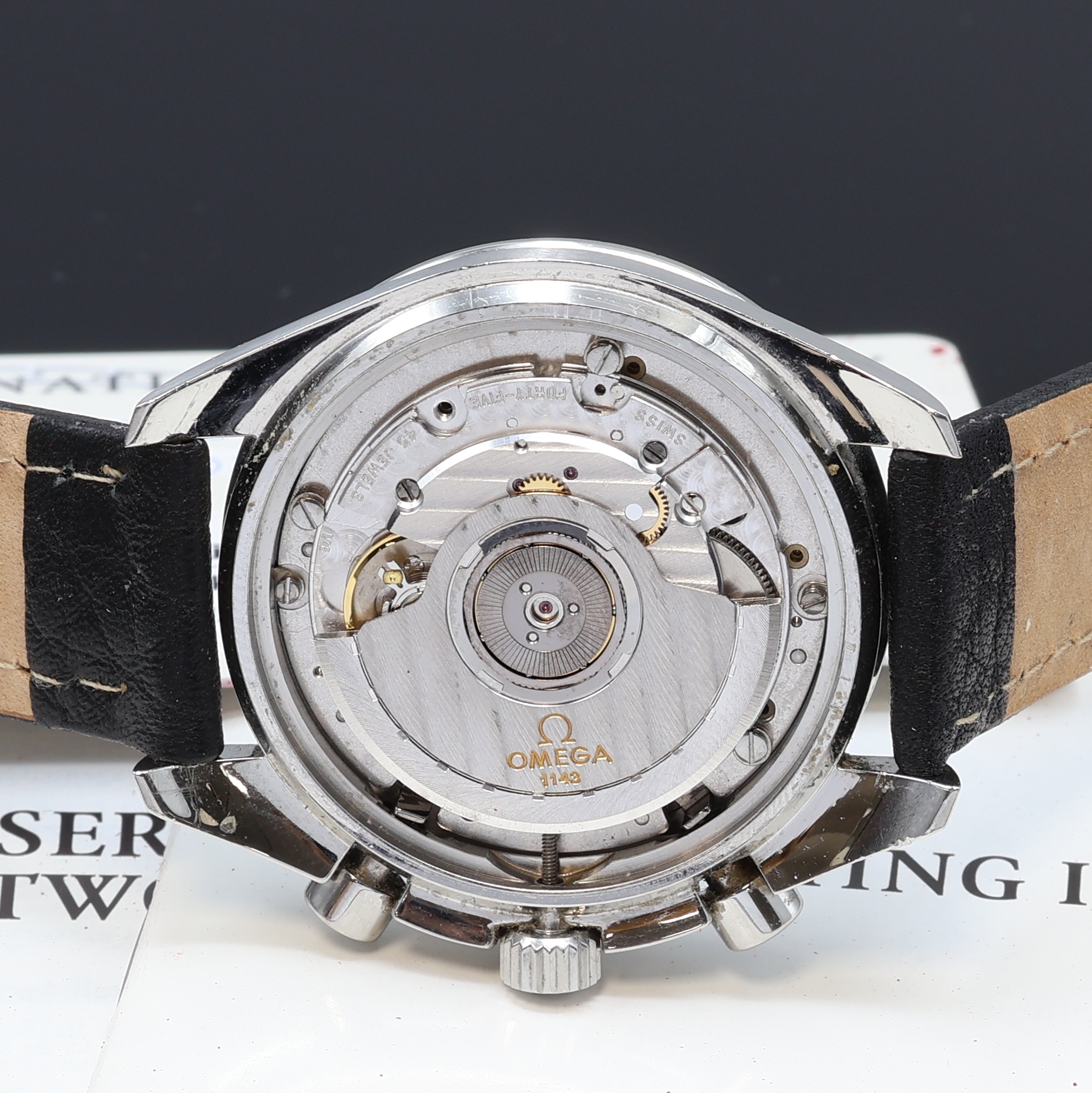 Detail e: OMEGA Armbandchronograph Speedmaster Referenz 175.0032, Automatik, Edelstahlgeh., Boden m. Seepferdchendarst. aufgedr., Lünette m. Tachymeterskala, ...