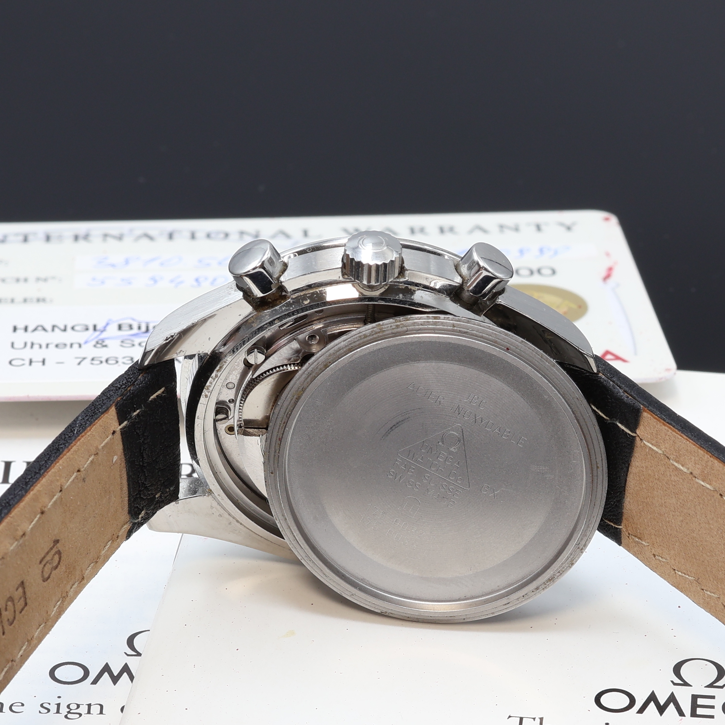 Detail f: OMEGA Armbandchronograph Speedmaster Referenz 175.0032, Automatik, Edelstahlgeh., Boden m. Seepferdchendarst. aufgedr., Lünette m. Tachymeterskala, ...