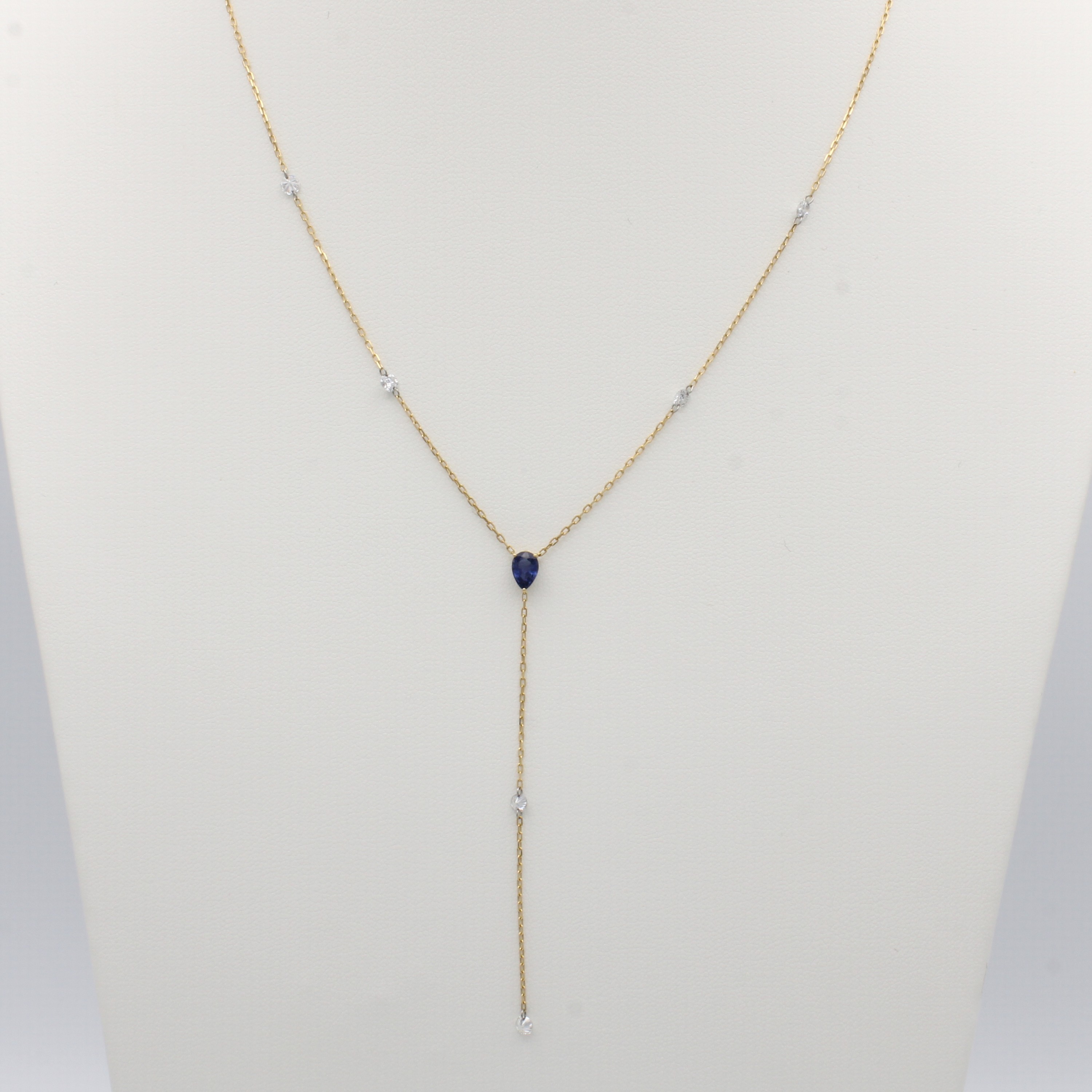 Image 27103841 - Y-Collier mit Saphir und Brillanten, GG 750/000, 6 Brill. zus. ca. 0.68 ct Weiß/si, ...