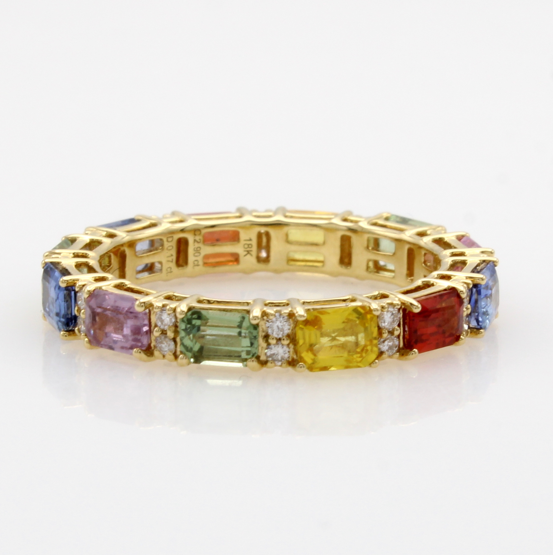 Image 27103866 - Ring mit Saphiren und Brillanten ´Regenbogen´ , GG 750/000, 12 fancy Saphire im ...