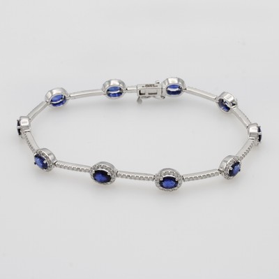 27103838a - Armband mit Saphiren und Brillanten, WG 585/000, ovale, fac. Saphire zus. ca. 3.79 ct, ...
