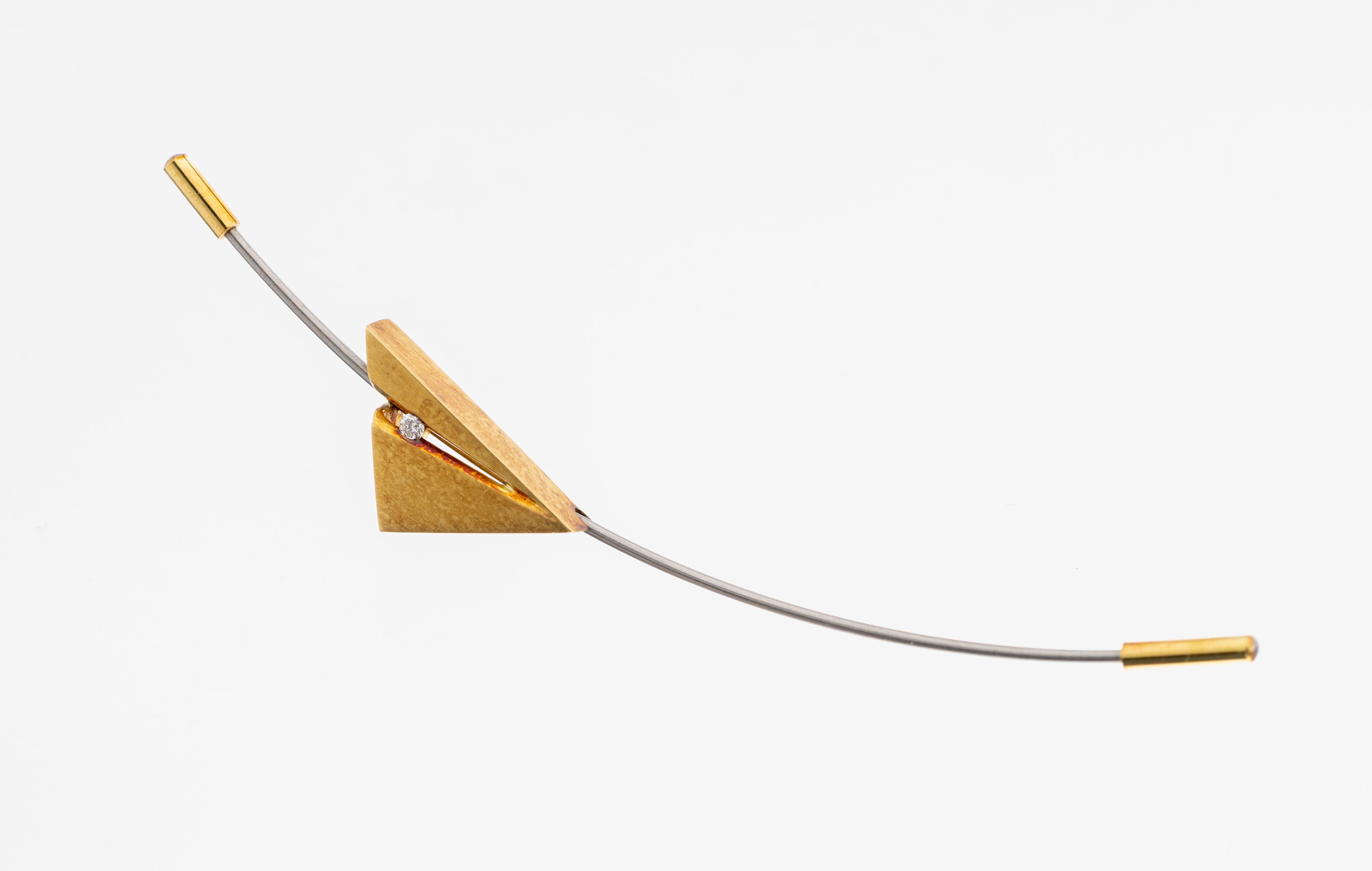 Image 27104139 - 14 kt Gold und Stahl Brillant-Stickpin, GG 585/000, ausgefallenes Design, Brillant ca. ...