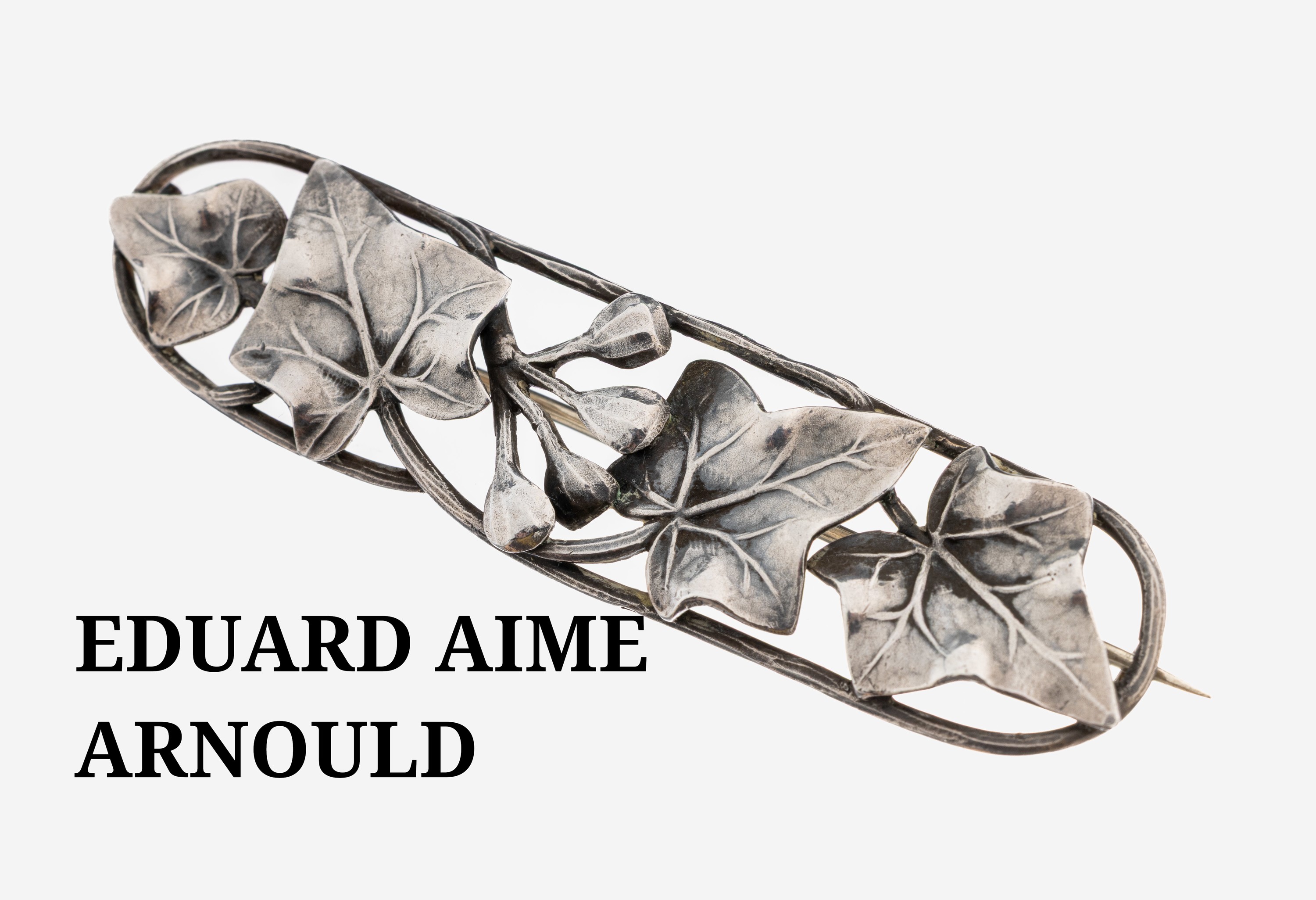 Image 27104308 - EDUARD AIME ARNOULD Brosche, Frankreich um 1900, 950er Silber, länglich ovale ...