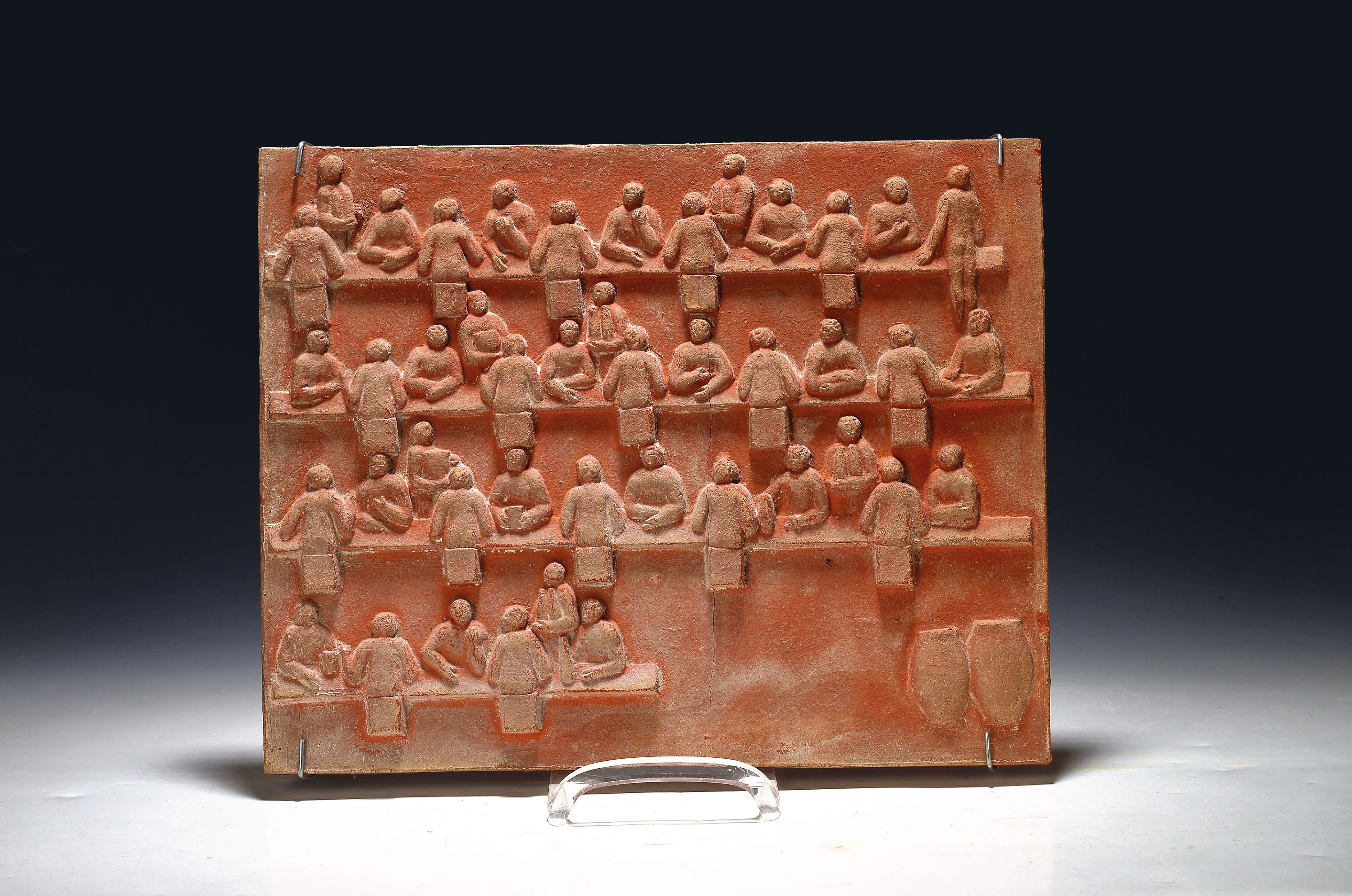 Image 27104354 - Alfred Lörcher, Prof., 1875 - 1962 Stuttgart, Reliefplatte, Terracotta, ´Bankett´, WVZ ...