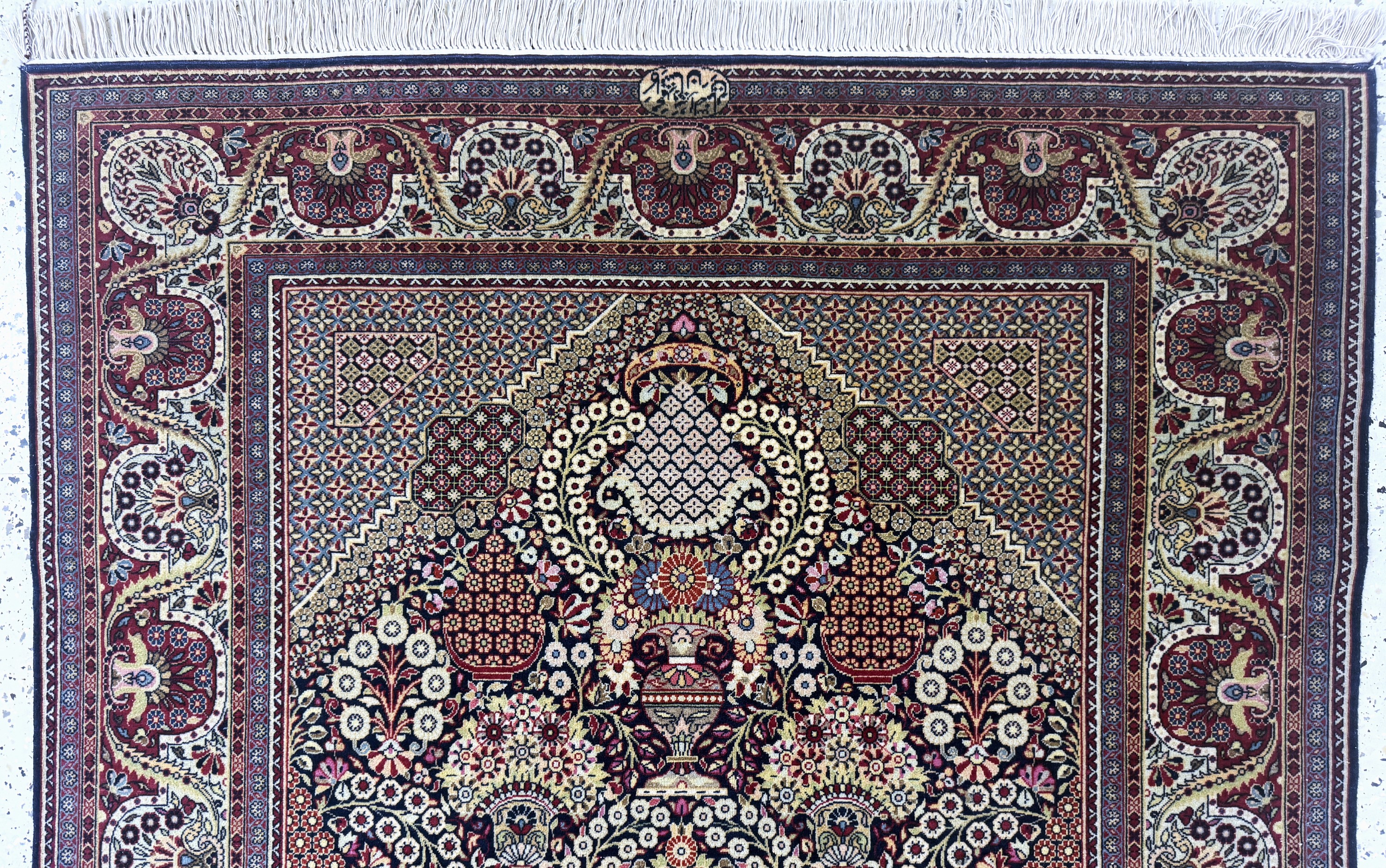 Detail d: Keschan"Dabir-Sanayeh"fein, signiert, Persien, Anfang 20.Jhd, Korkwolle auf Baumwolle, ca. 210 x 136 cm, fachkundig gereinigt, EHZ: 1-2, ...
