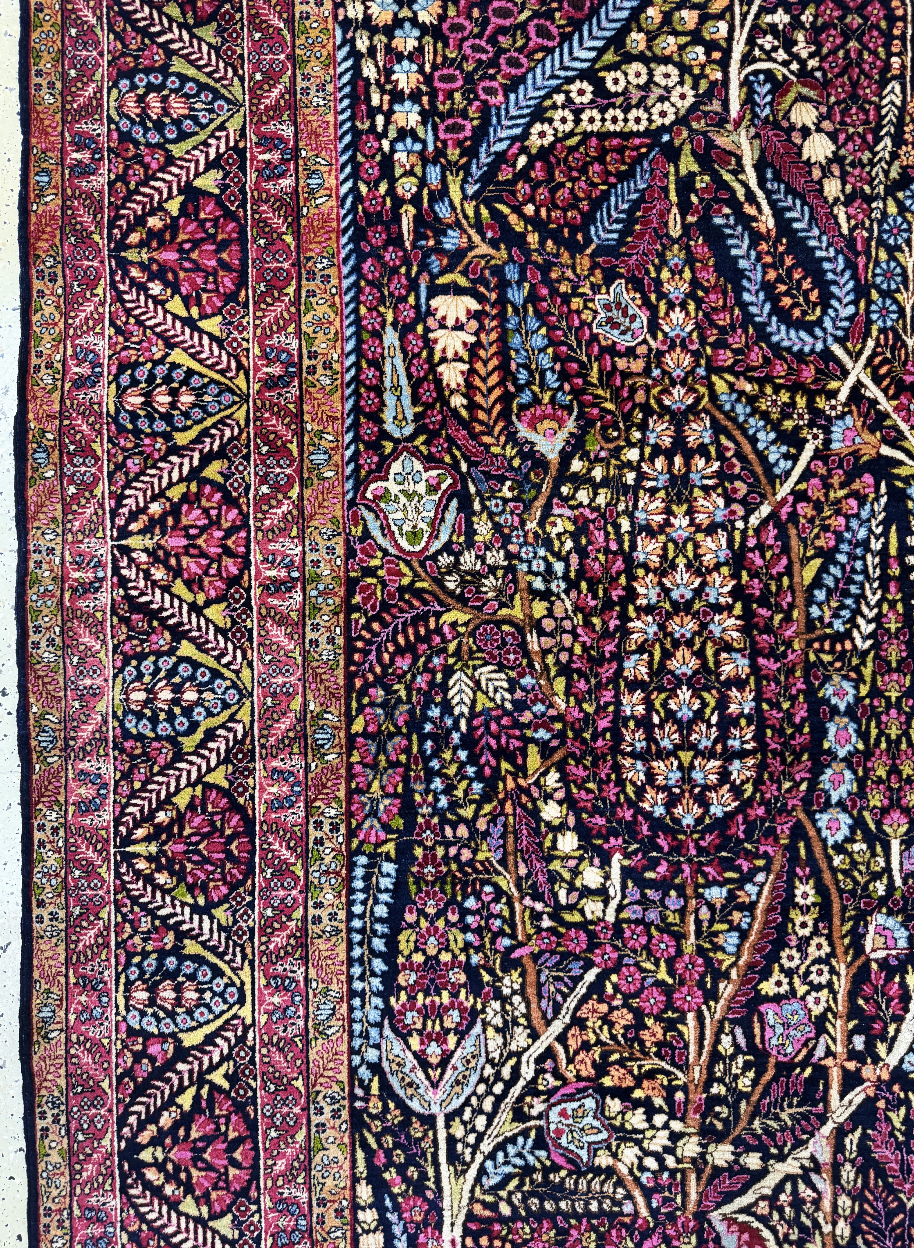 Detail d: Kerman"Mille Fleur"fein, Persien, Anfang 20.Jhd, Korkwolle auf Baumwolle, ca. 345 x 250cm, fachkundig gereinigt, EHZ: 1-2