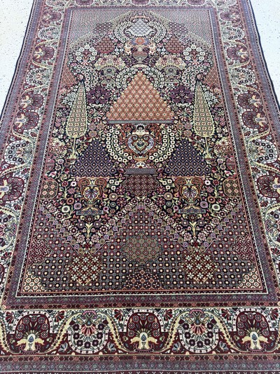 27104355h - Keschan´Dabir-Sanayeh´fein, signiert, Persien, Anfang 20.Jhd, Korkwolle auf Baumwolle, ...