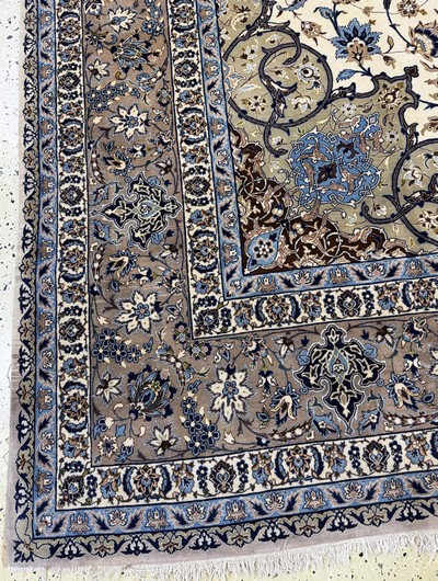 27104361c - Esfahan fein Persien, signiert´Ghafourian´,Mitte 20.Jhd, Korkwolle auf Seide, ca. 385 x ...