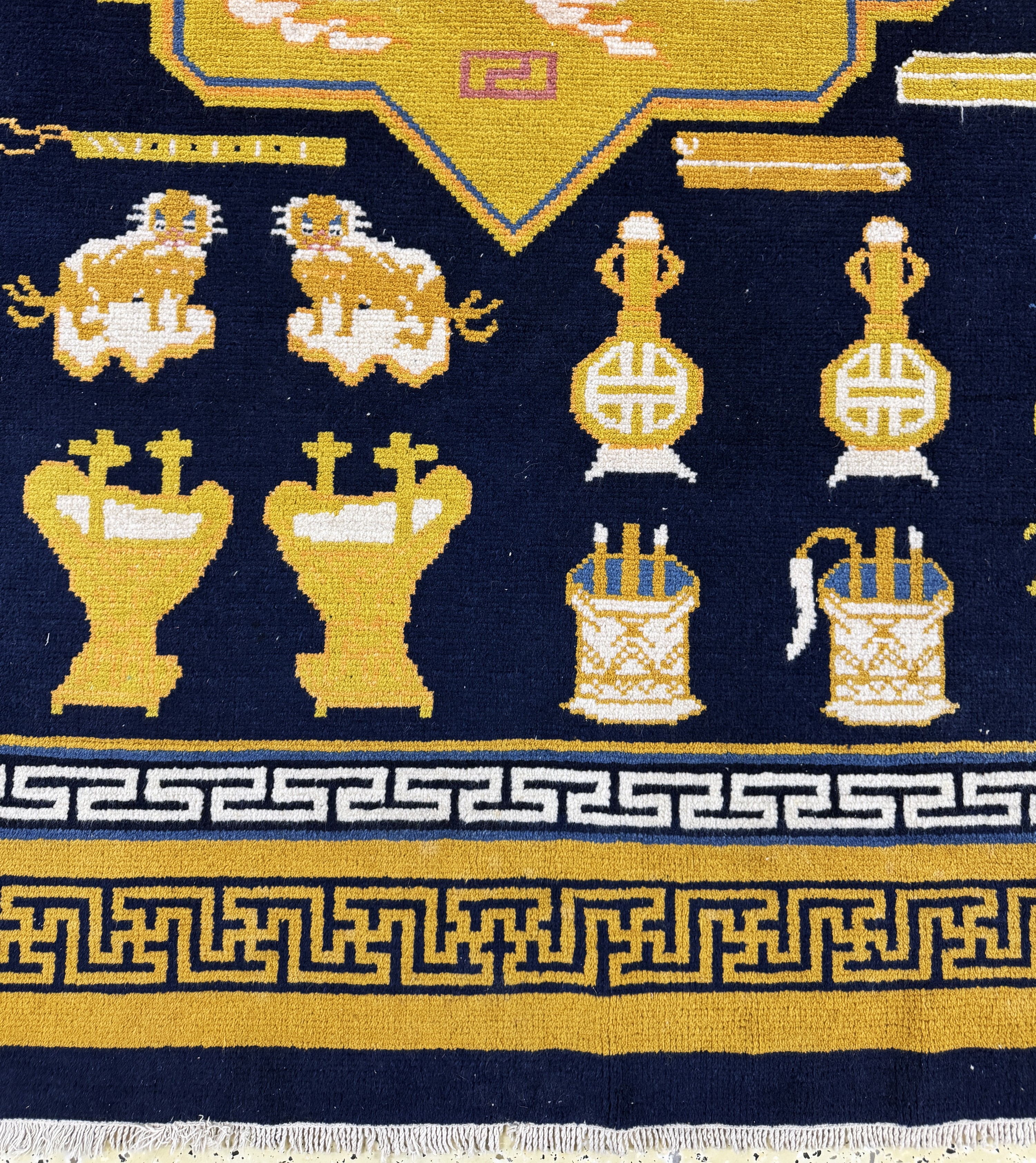 Detail c: Ning-Hsia antik, China, um 1900, Wolle auf Baumwolle, ca. 265 x 256 cm, EHZ: 1-2