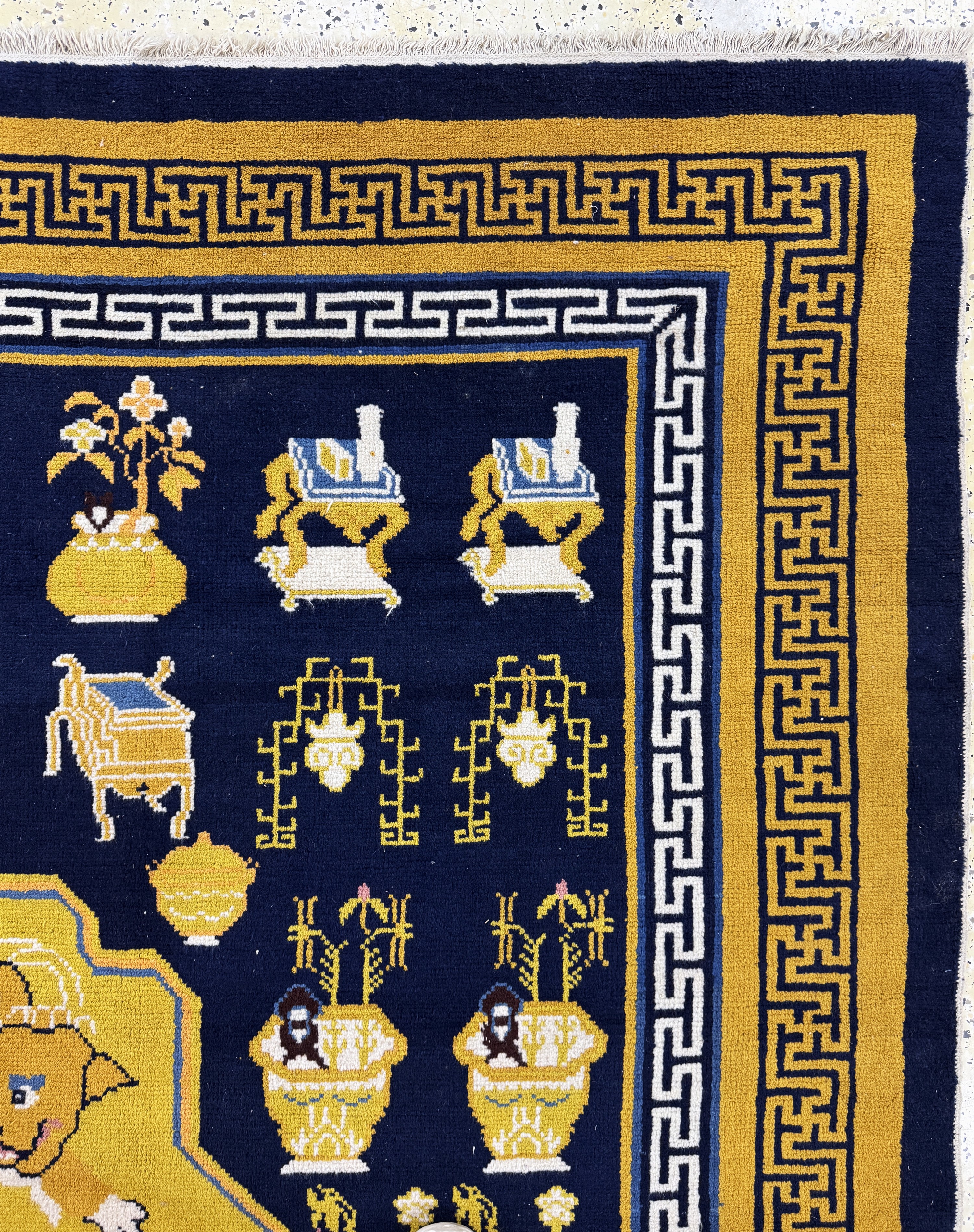 Detail f: Ning-Hsia antik, China, um 1900, Wolle auf Baumwolle, ca. 265 x 256 cm, EHZ: 1-2