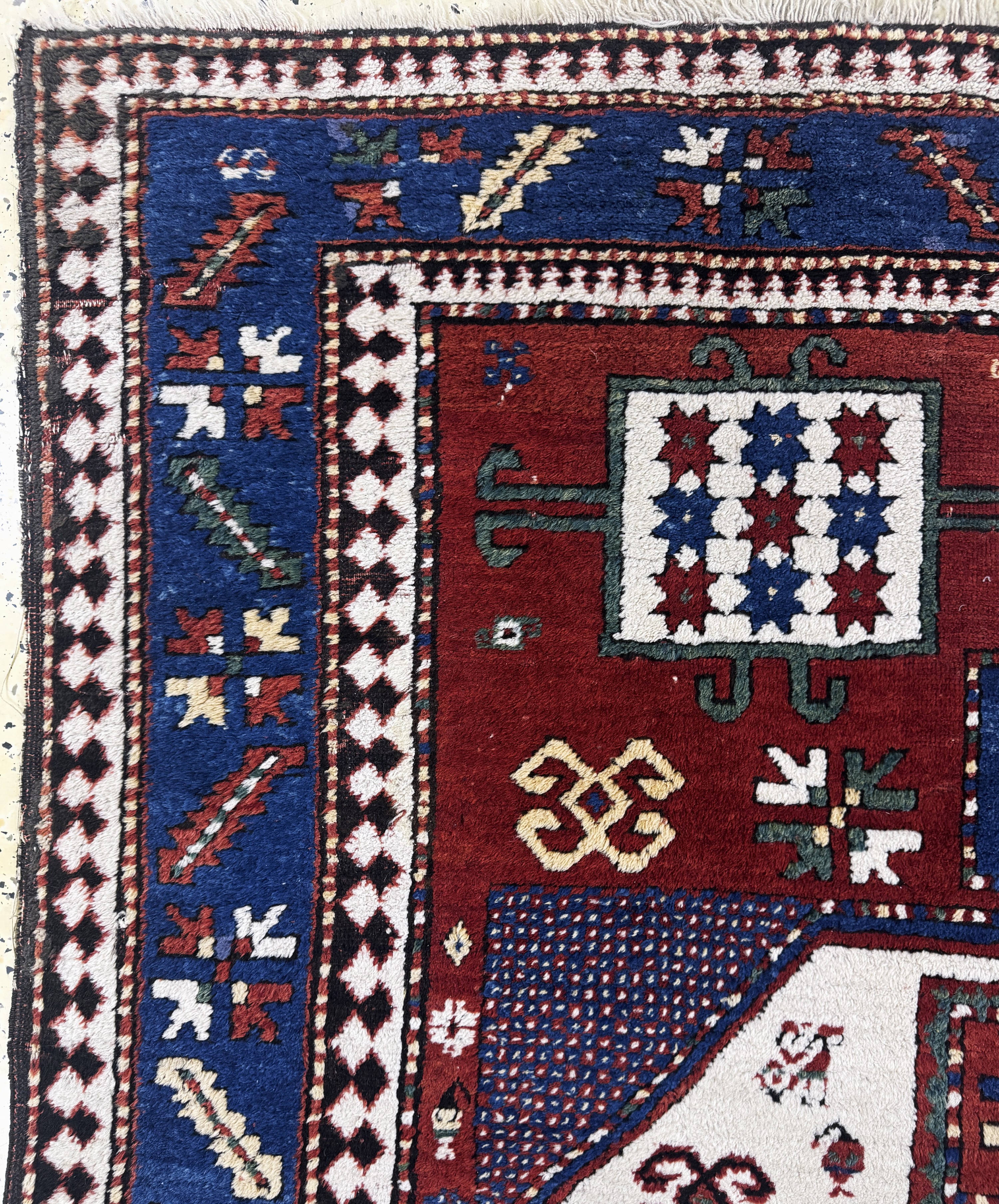Detail f: "Karachoph"Kazak antik, Kaukasus, 19.Jhd, Wolle auf Wolle, ca. 210 x 165 cm, EHZ: 2-3