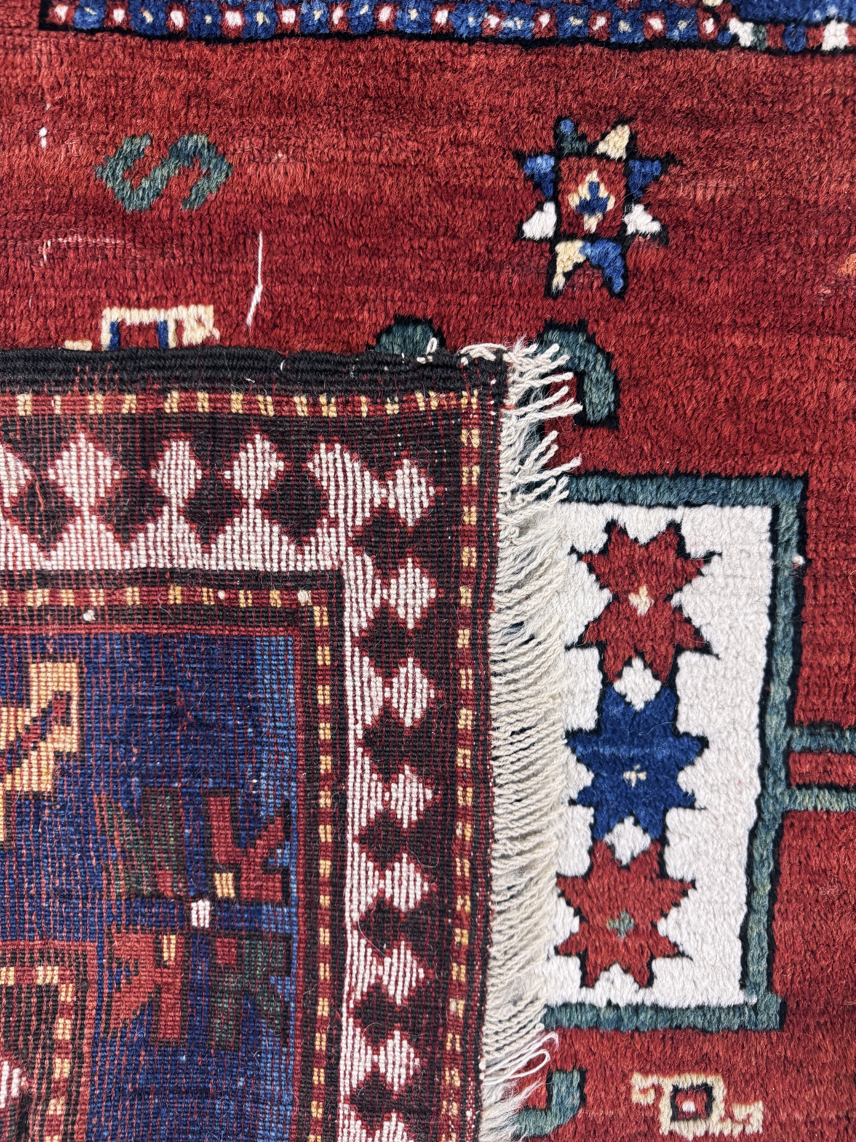 Detail j: "Karachoph"Kazak antik, Kaukasus, 19.Jhd, Wolle auf Wolle, ca. 210 x 165 cm, EHZ: 2-3