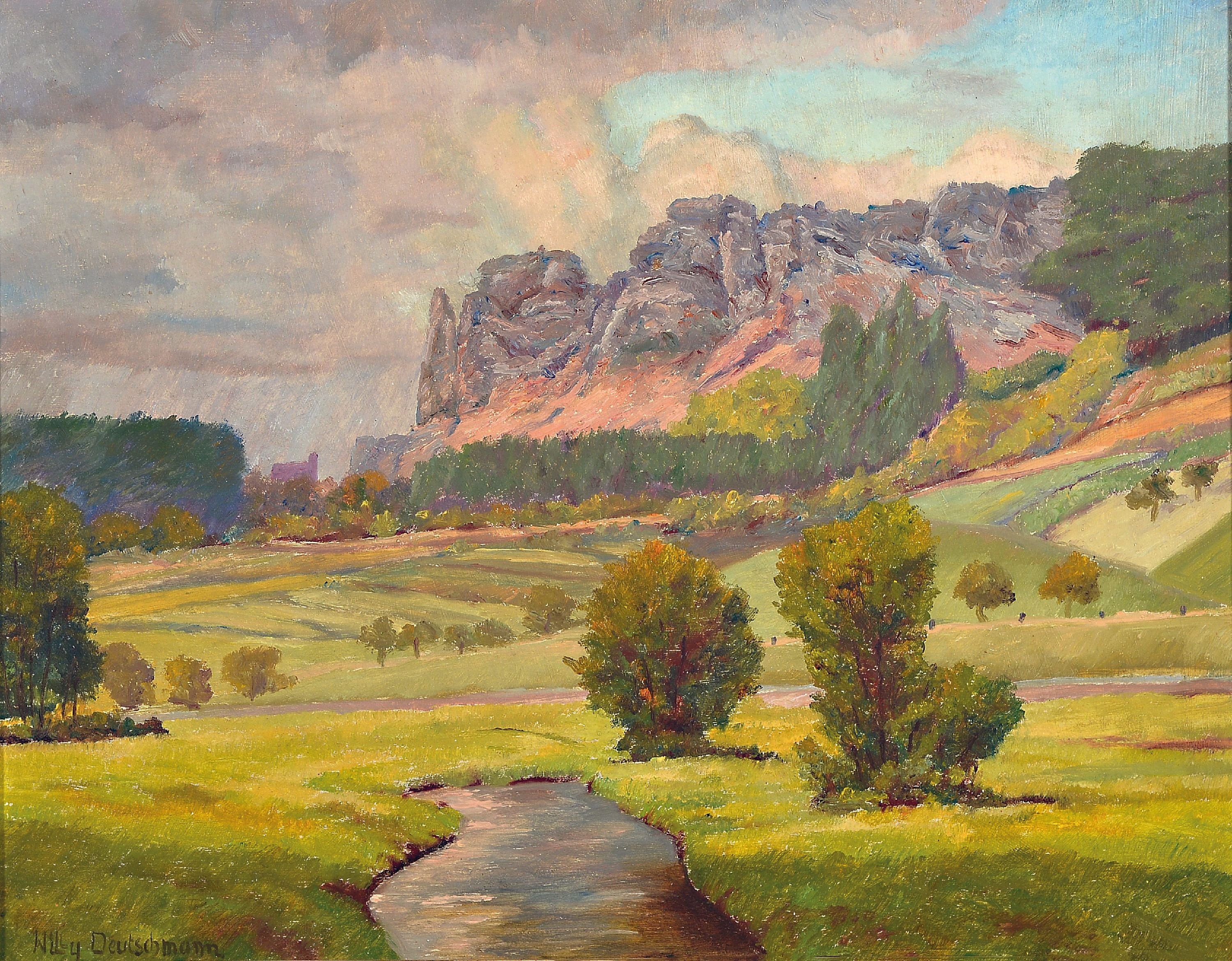 Image 27104464 - Willy Deutschmann, 1880 Oberflörsheim-1960 Petersbächel, Landschaft in der Pfalz, ...