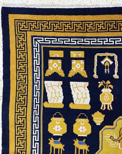 27104403e - Ning-Hsia antique, China, around 1900, wool oncotton, approx. 265 x 256 cm, condition: ...