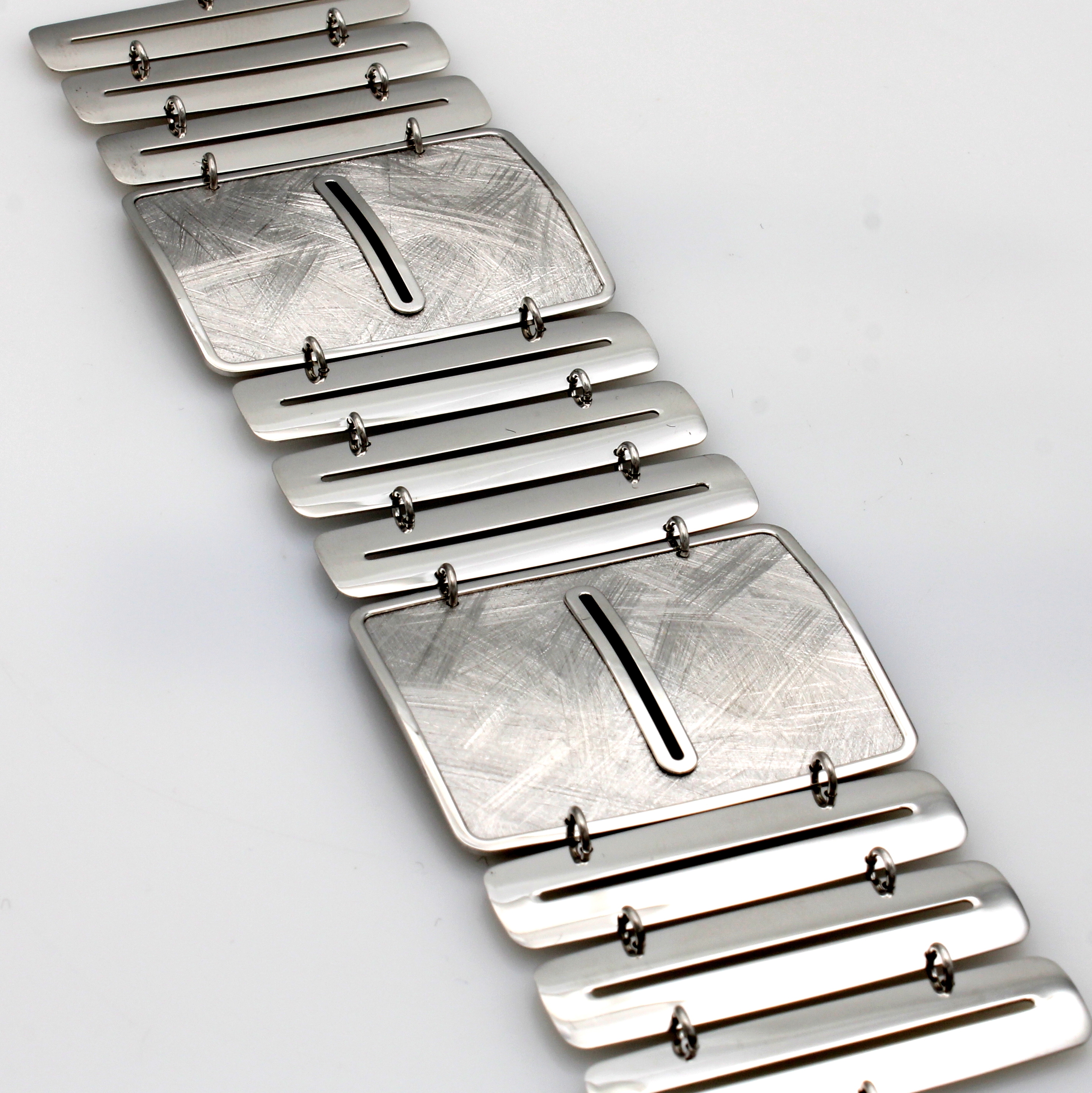 Image 27104518 - Breites Armband, 925er Silber z.T. matt., Karabinerschl., L. ca. 19 - 21,5 cm